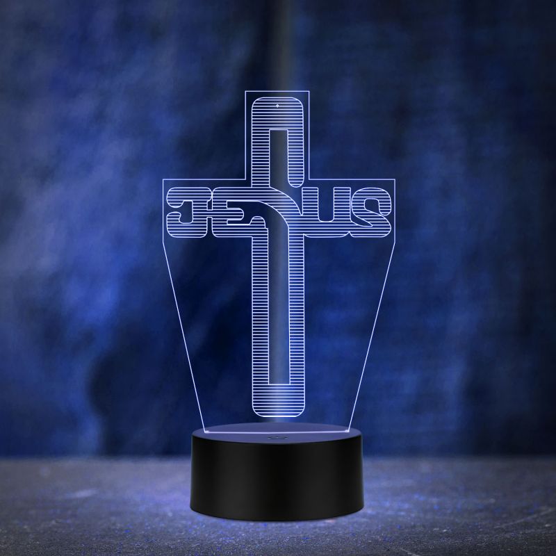 Jesus Cross Acrylic Night lamp Multicolored Light Gift for Birthday